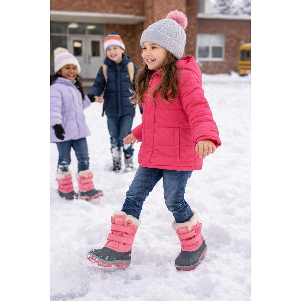 Cat & Jack Kids Boots Size 9 and 8 | Pink and Gray Fleece Lined Snow Boots | NWT